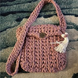 Crochet purse pocketbook Dusty Rose
